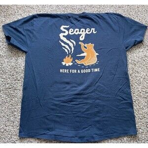 Seager T Shirt Mens XXL Blue Bear Here For A Good Time